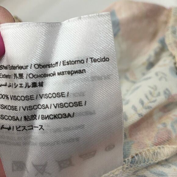 Anthropologie Farm Rio Brown Blue Bambina 3/4 Sleeve Square Neck Blouse Size XS - Picture 7 of 8